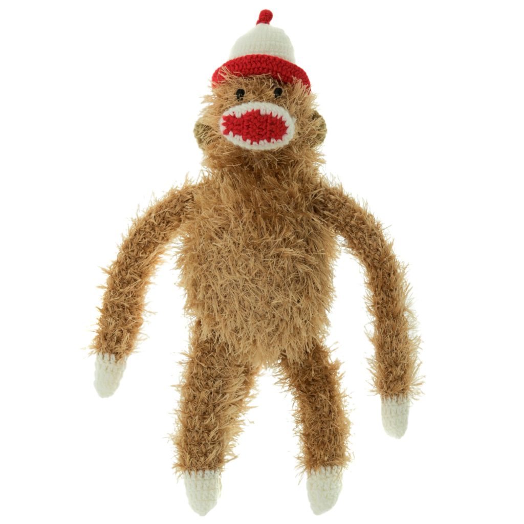 pink sock monkey dog toy